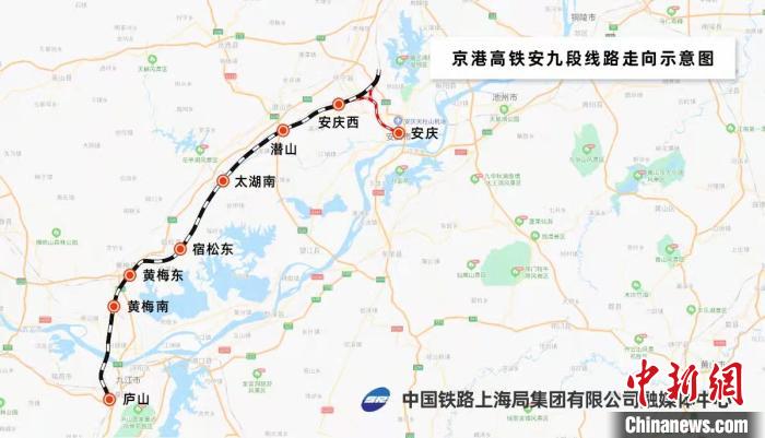 京港高铁安九段走向示意图。中国铁路上海局集团有限公司供图