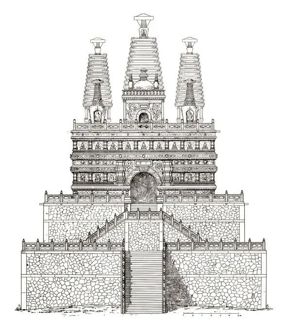 北平西山碧云寺的金刚宝座塔.伯施曼绘