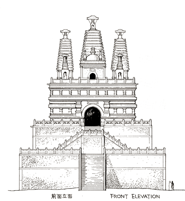 北平西山碧云寺的金刚宝座塔.梁思成绘