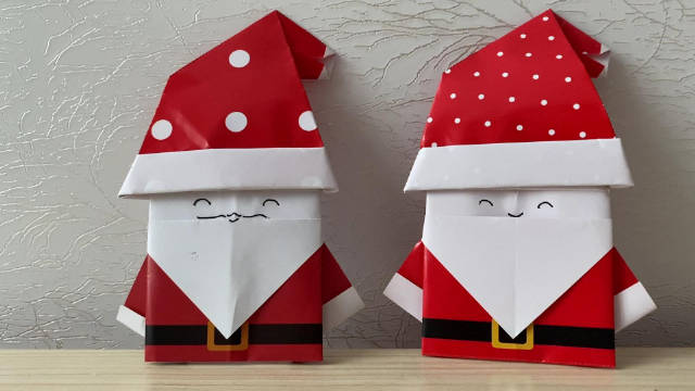 「手工折纸」简单又可爱的迷你"圣诞帽"