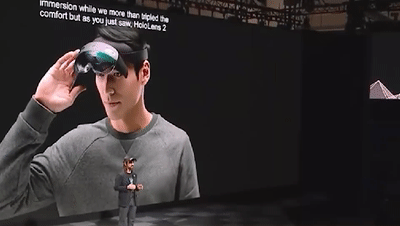 ▲微软HoloLens 2添加了显示器可上翻设计