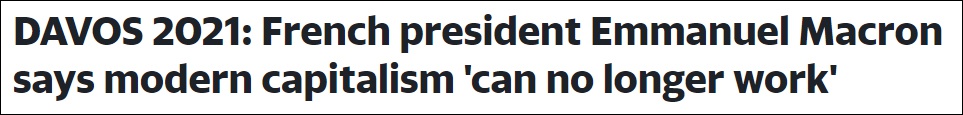 达沃斯2021：法国总统马克龙称现代资本主义行不通了 截图：雅虎金融