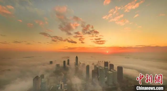 航拍清晨的南通。许丛军 摄