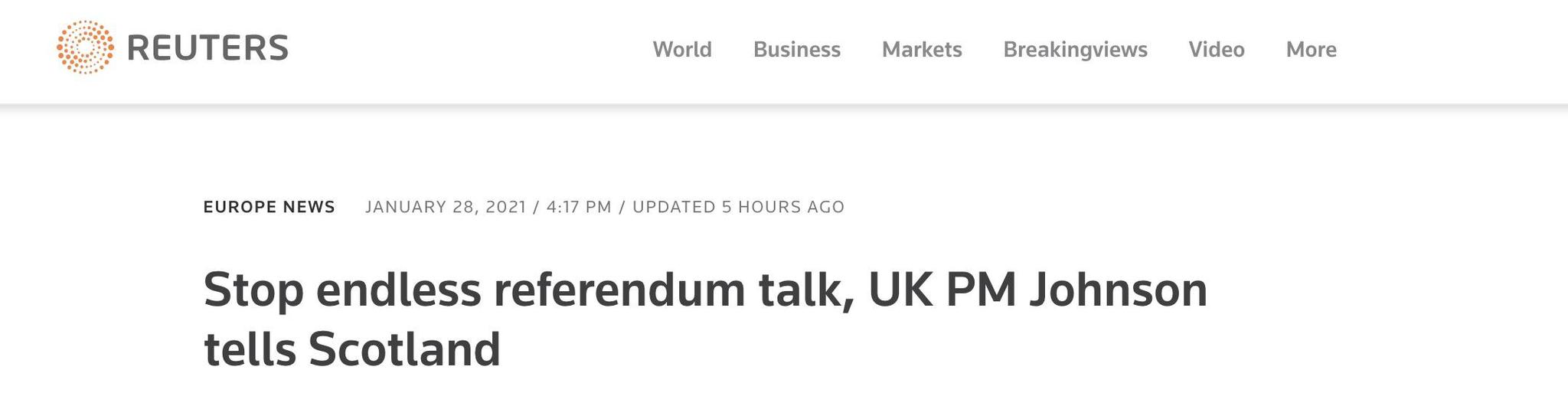 急赴苏格兰灭火 约翰逊向他们喊话：不要无休止谈新“独立公投”