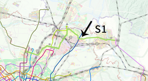 横穿青白江,新都地铁23,27,5号线s1依次向西连接s12,s10,s11,主要线路