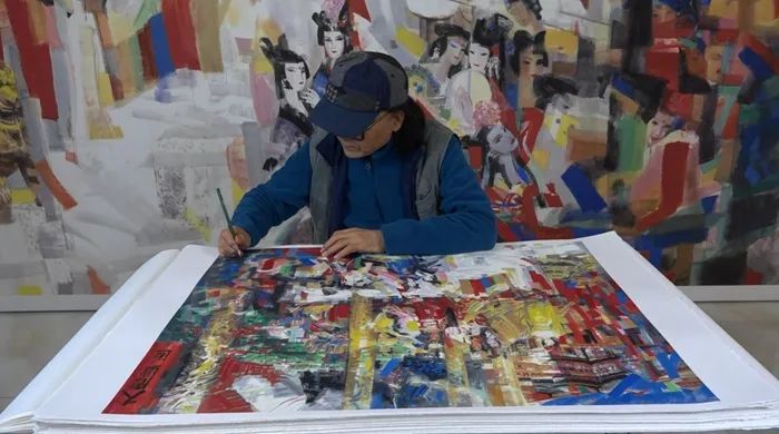 石齐《大唐盛世》版画以三象风格绘鸿篇巨制