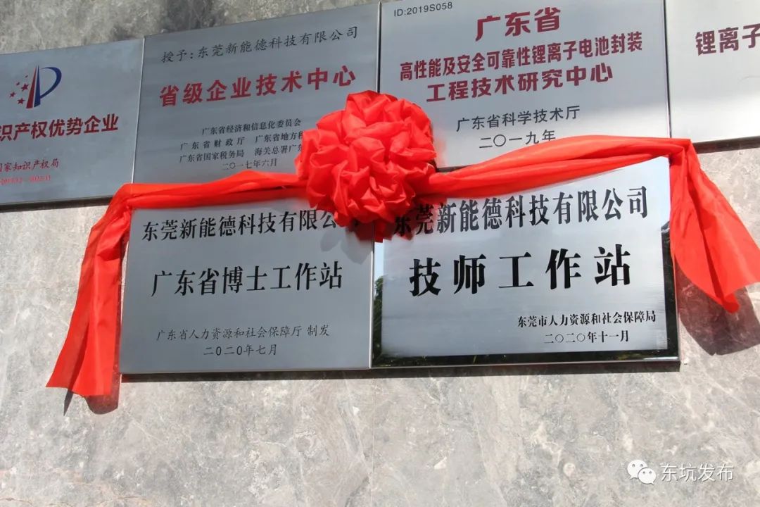 东莞新能德科技有限公司省博士工作站和市技师工作站挂牌成立