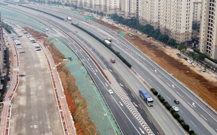 九江快速路前进东路互通部分匝道实现通车