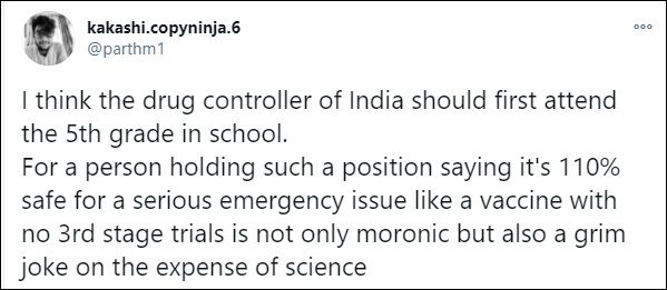 印度网民批评索马尼对待疫苗问题不够严肃，讽刺他“应该去重读小学5年级”