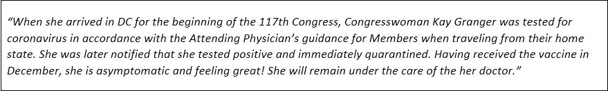 接种第一剂新冠疫苗后 美国国会众议员感染新冠病毒