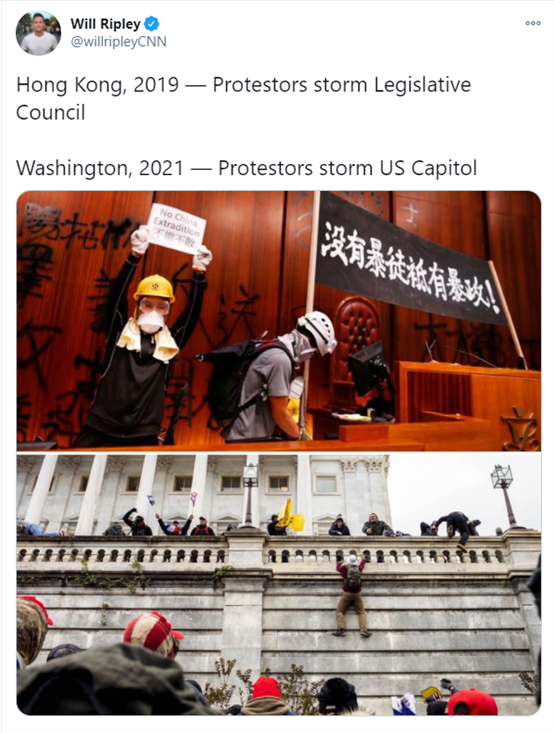 CNN记者发布了今天的对比图片集。 香港暴民愤怒和疯狂围困| 暴力| 小怪| 元素_新浪军事_新浪网