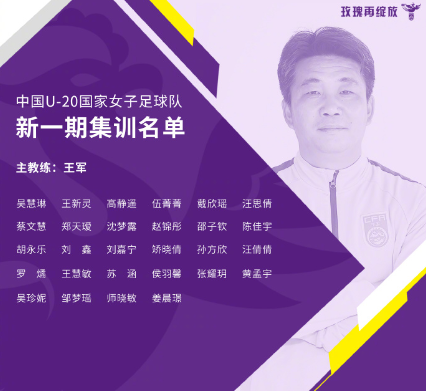 U20中国女足公布集训名单：大年初四将在昆明海埂集结！