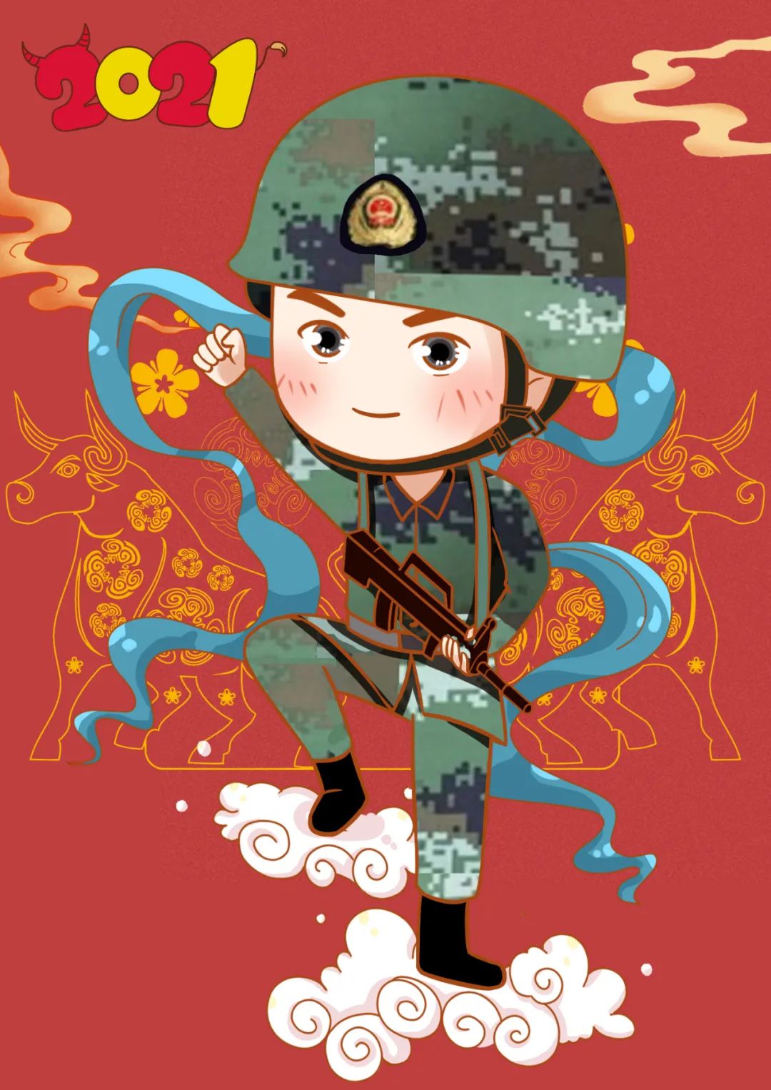 帅气威武2021军人版高清门神来了