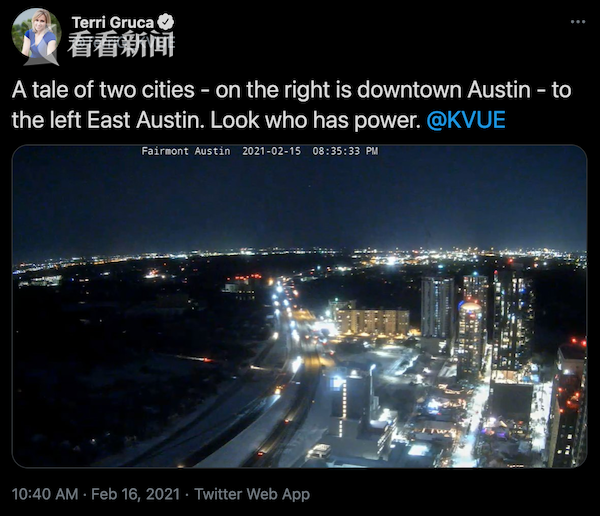 美国得州遭风暴肆虐现停电双城记邻市市长强者生存