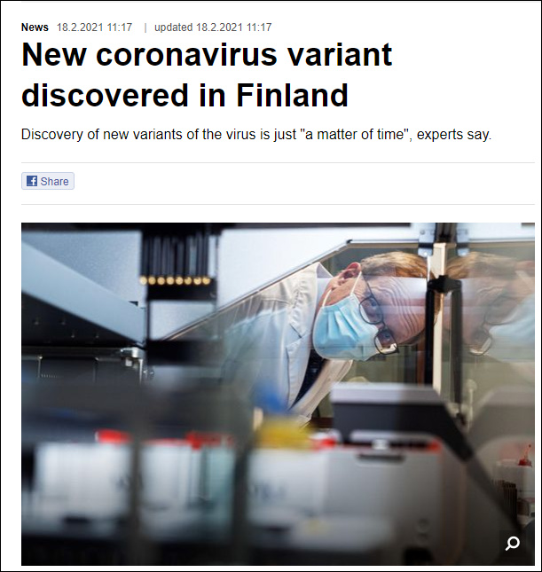 芬兰发现一种新型变异新冠病毒：核酸检测或无法检出