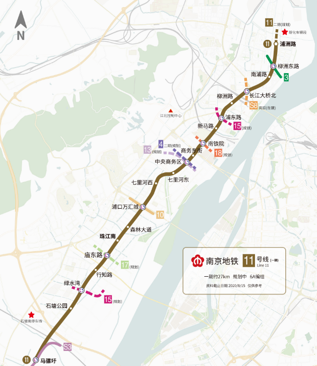 南京地铁11号线站点示意图