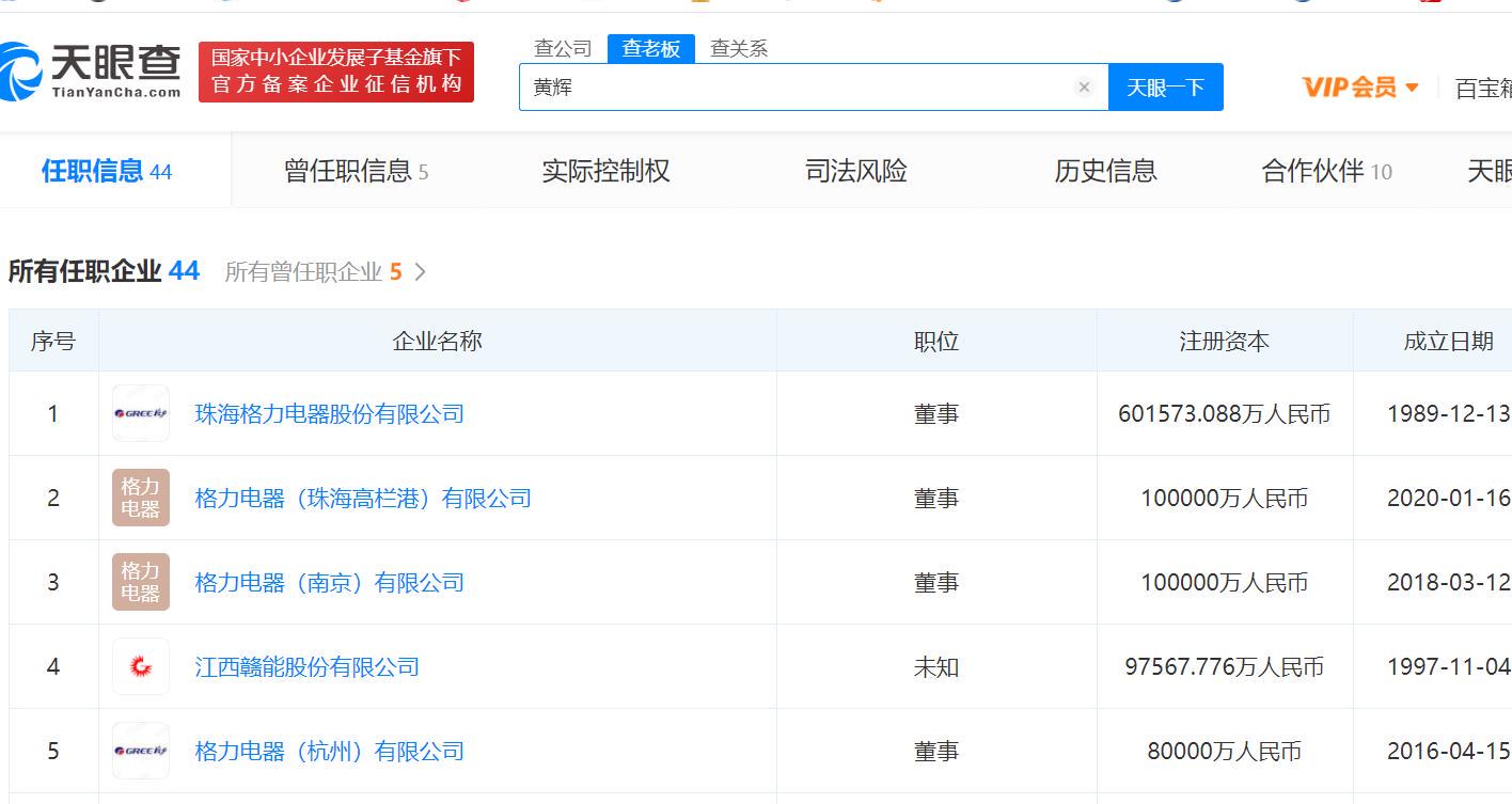 有情况格力二把手离职年薪416万身家4亿名下44公司