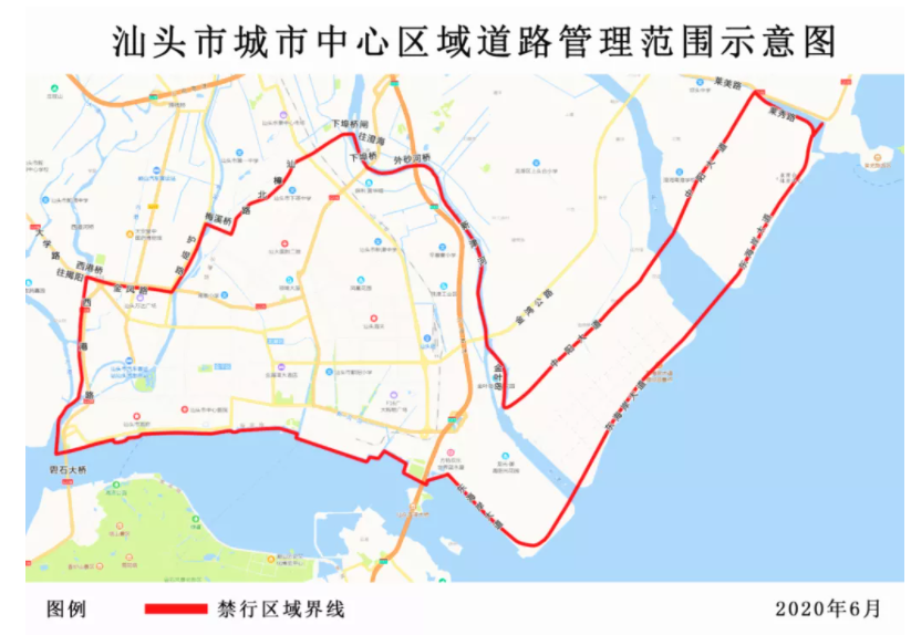 上述车辆需经中心区域通行的,应按以下路线行驶:国道324线(外砂)一一
