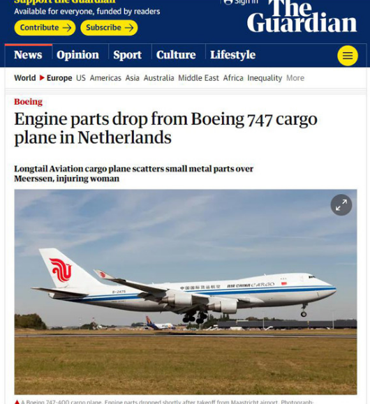 国外航空事故英媒却配中国公司国货航图片 已删配图但仍未道歉