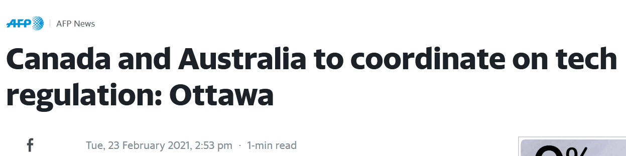 加澳总理一致同意：努力确保网络巨头为新闻付费