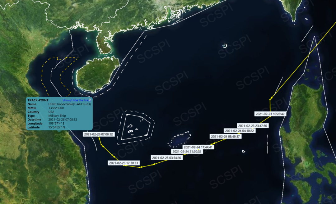 美测量船现身西沙附近，航迹很不正常……