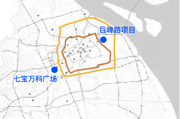 ▲ 七宝万科广场与巨峰路项目区位图（来源：笔者自绘）