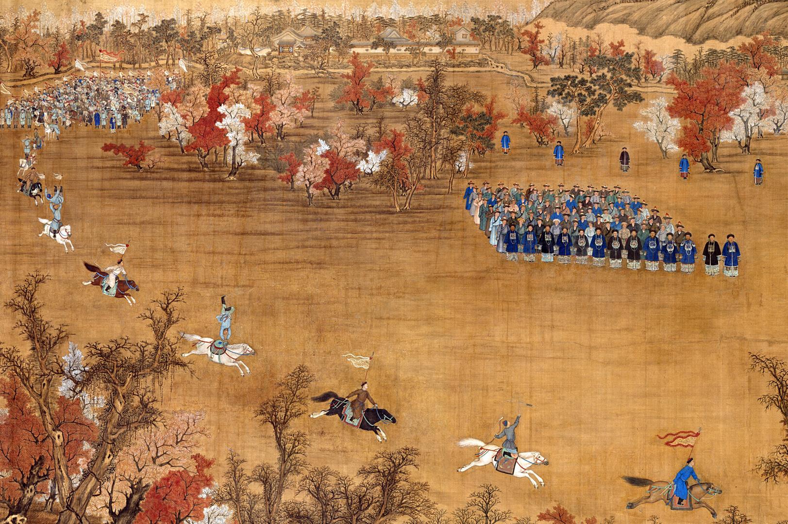 郎世宁《马术图》