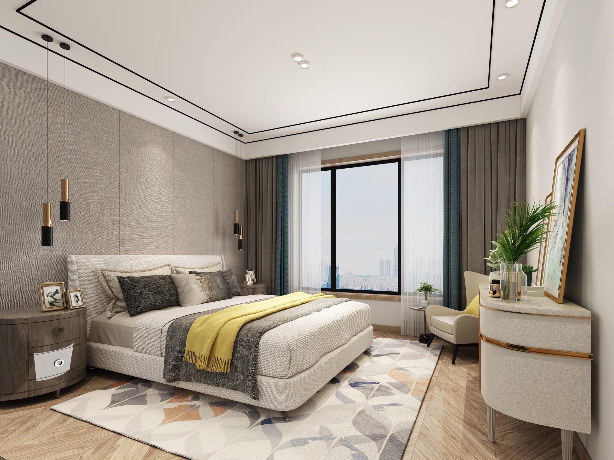 123㎡现代简约3居,无主灯设计低调又雅致