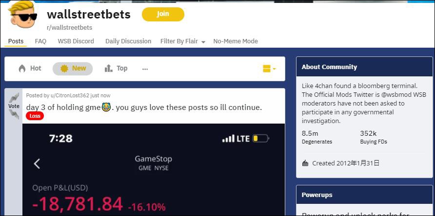 WallStreetBets论坛截图