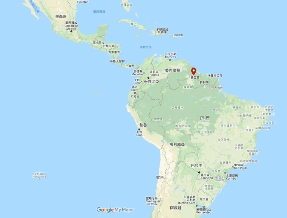 圭亚那位置图.图自台湾"中央社"