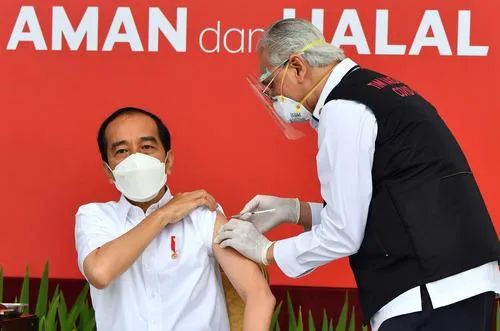 印尼总统佐科接种中国新冠疫苗。新华社发（印尼总统府供图）