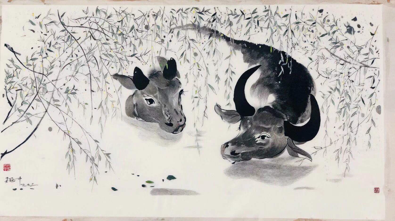 银珐琅镶嵌鎏金《奔牛》雕版印刷"牛气冲天"银饰牛