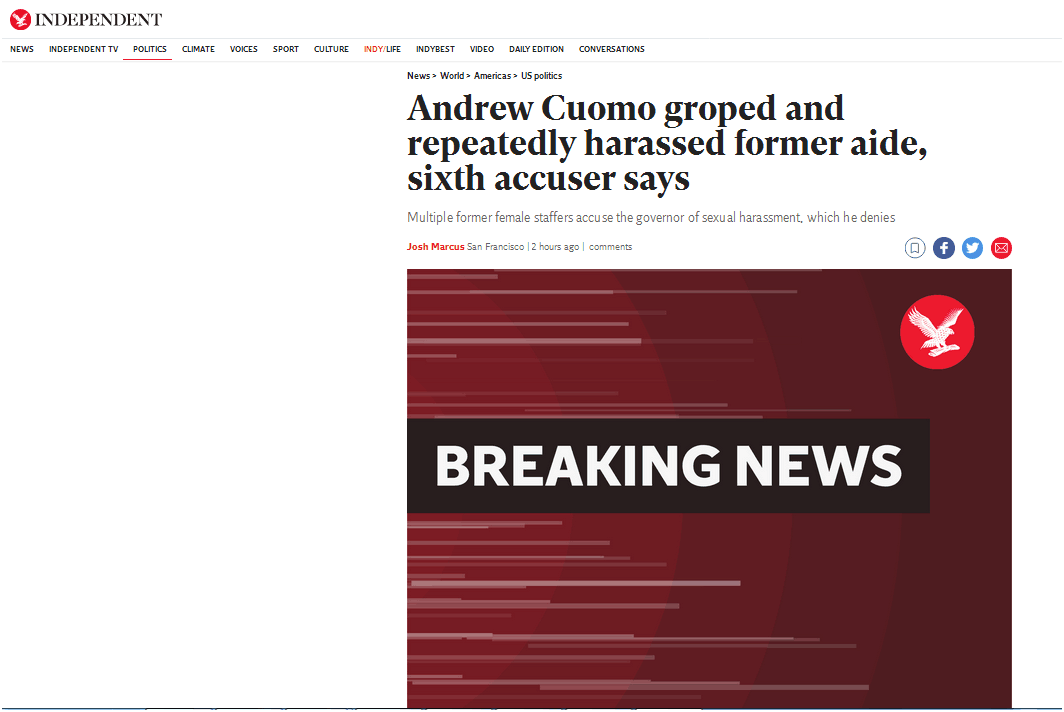 又有一名女性指控纽约州长科莫