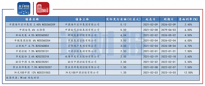 图5：2021年2月房地产开发企业发行美元债明细