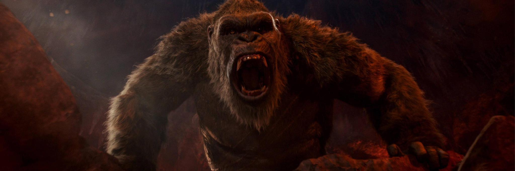 怪兽电影《哥斯拉大战金刚》曝光全新剧照,剧照中金刚对着镜头怒吼!