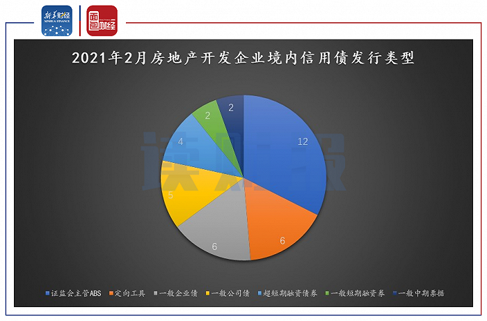 图2：2021年2月房地产开发企业境内信用债发行类型