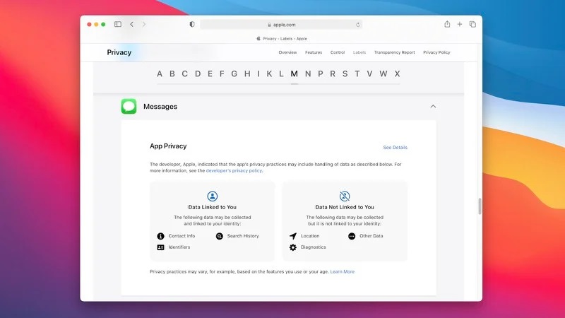 据外媒 macrumors 消息,苹果近日推出了隐私标签网页版,公