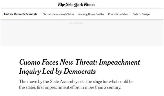 纽约州众议长要求启动对科莫