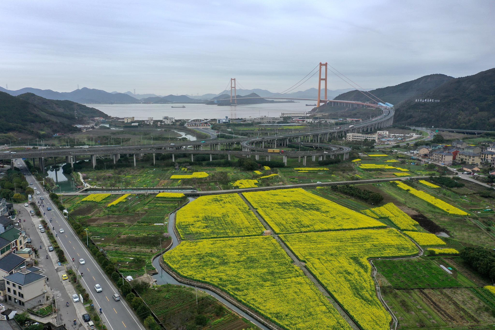 2021年3月18日,浙江省舟山市金塘岛西堠村的美景.