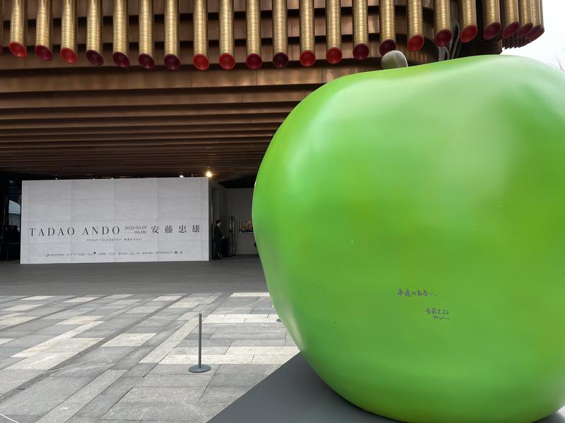 安藤忠雄的青苹果雕塑另外,在本次展览期间,复星艺术中心将举办多场