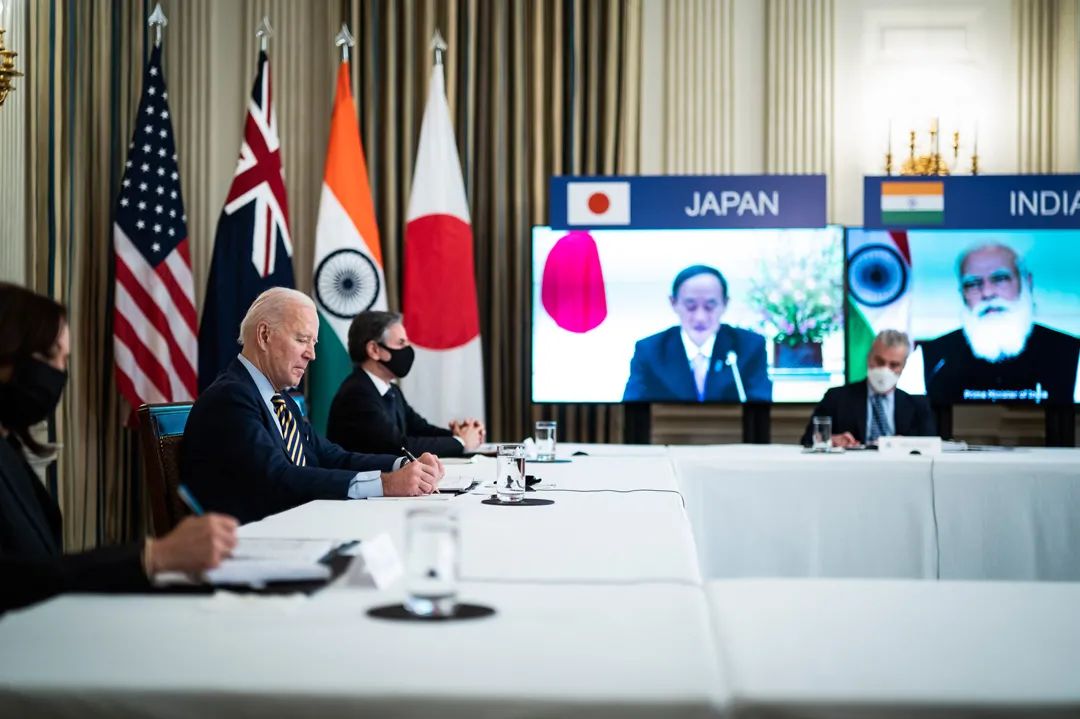 2021年3月12日,美国、日本、印度、澳大利亚举行首次“四边机制”领导人视频峰会。