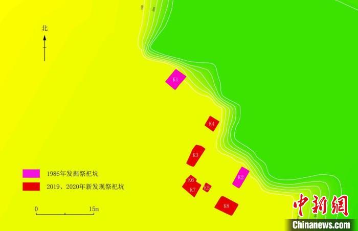 祭祀坑分布示意图。四川省文物考古研究院供图