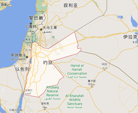约旦地理位置 截图来源:谷歌地图本文系观察者网独家稿件,未经授权,不
