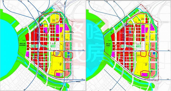 最新规划与去年6月发布规划比较（左：最新，右：旧的） 图片来源：咚咚找房