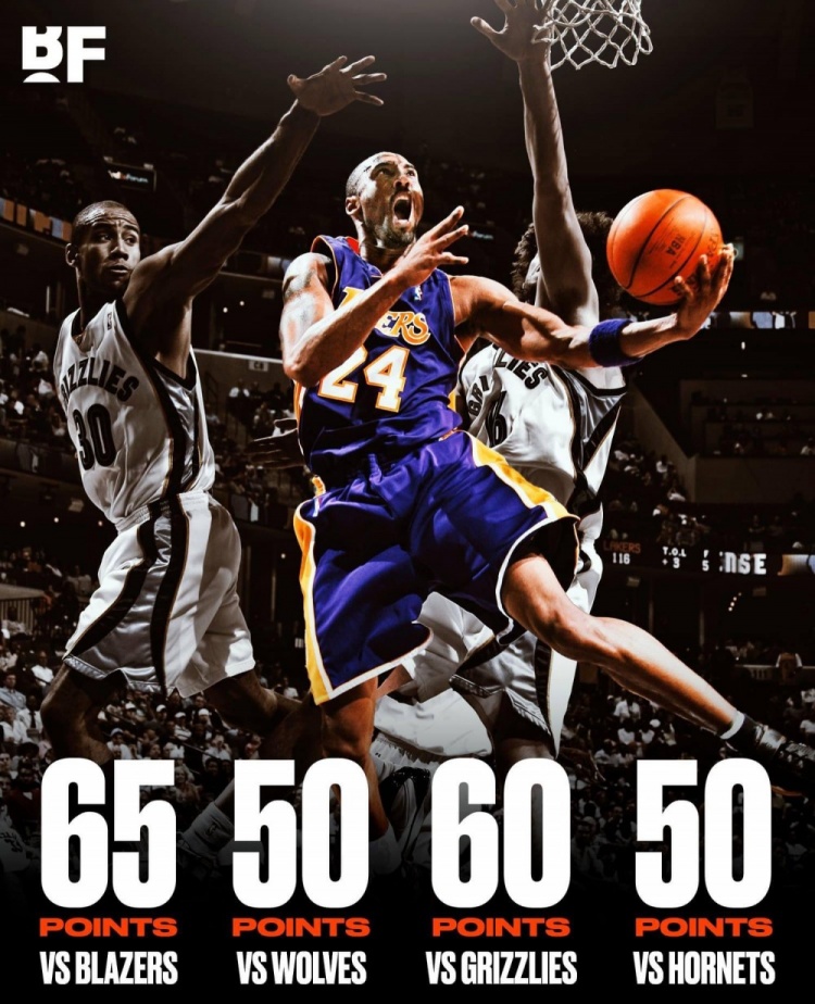 14年前的今天杀神模式科比上演连续4场50壮举