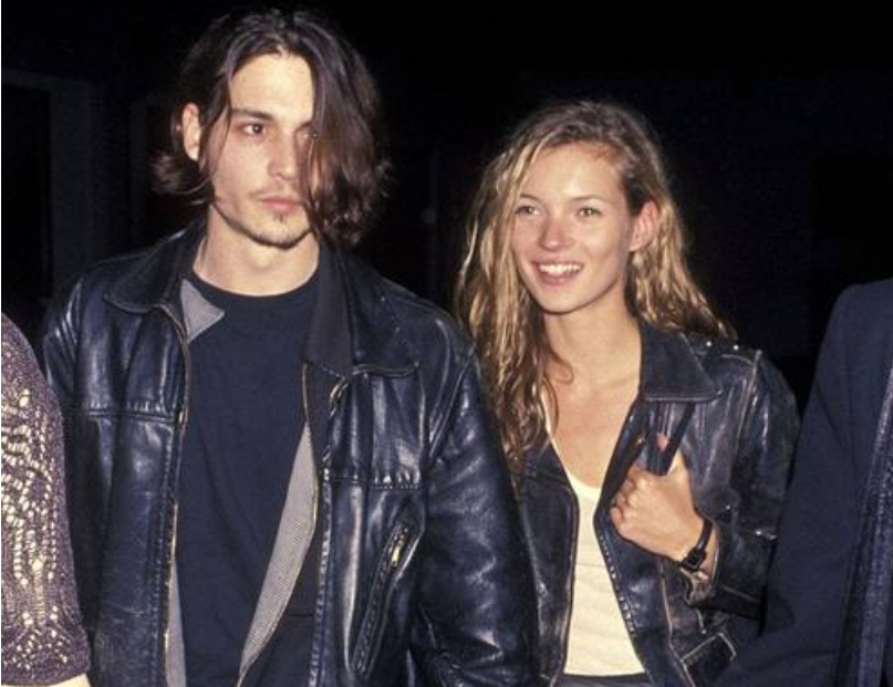Kate Moss和当时的男友Johnny Depp
