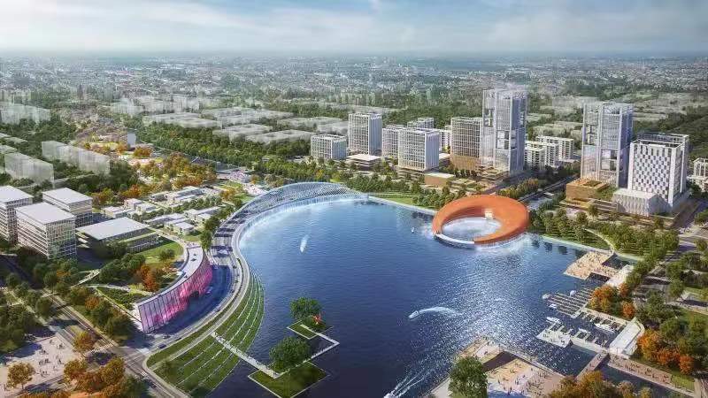 正文前湾公园位于虹桥主城前湾地区中央活动区.