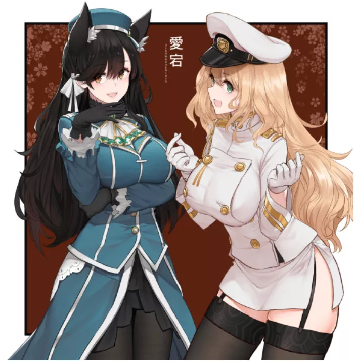 推特同人图：舰C爱宕和舰B爱宕互换制服，舰娘两代王者