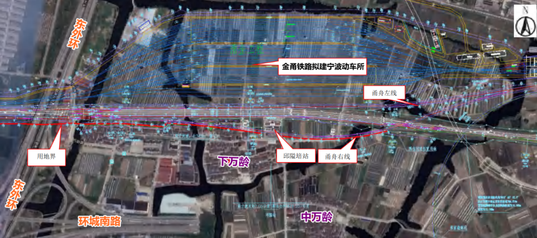 甬舟铁路新建北仑西站位置明确在小港这个地方宁波东站云龙站将开办