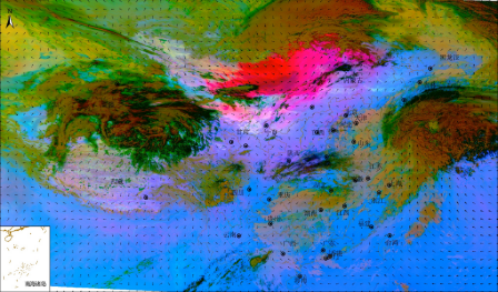 △2021年3月27日11时沙尘卫星遥感监测影像图